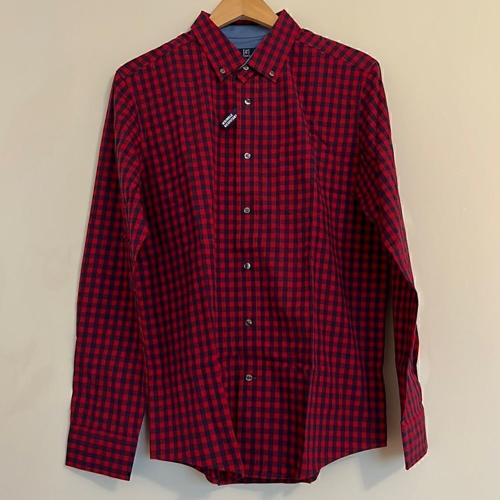 NWT George Stretch Poplin Button Down Shirt Size M